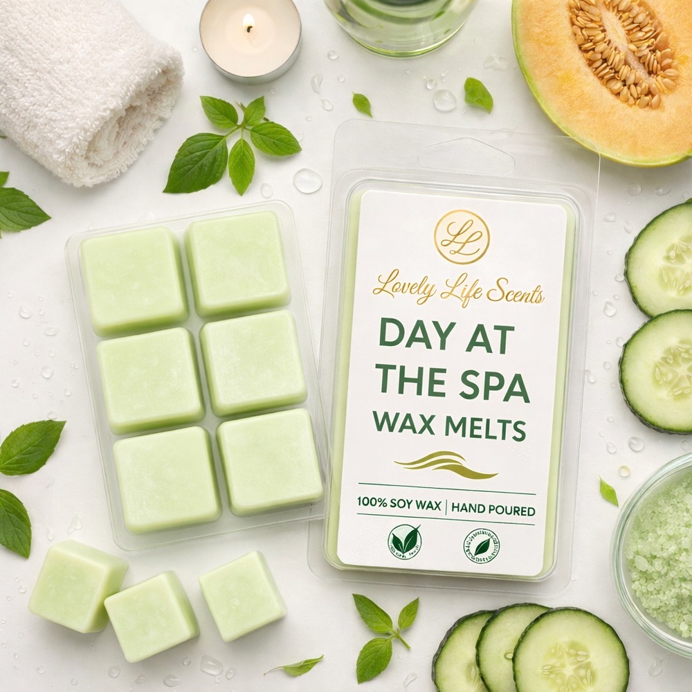 Day at the Spa Premium Soy Wax Melts, a Cucumber Water & Melon Scent